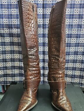 Gianni Bini Dark Brown Leather Knee-High Boots